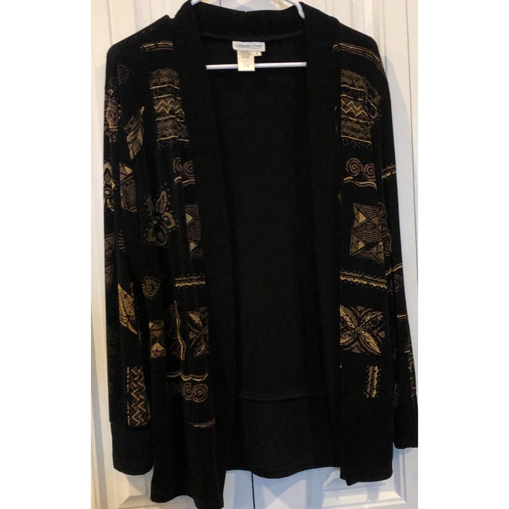 Coldwater Creek aztec southwestern zigzag design Cardigan sweater women petite L